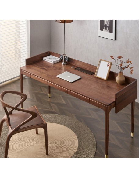 Walnut desk modern simple all solid wood computer desk study table original wood with socket