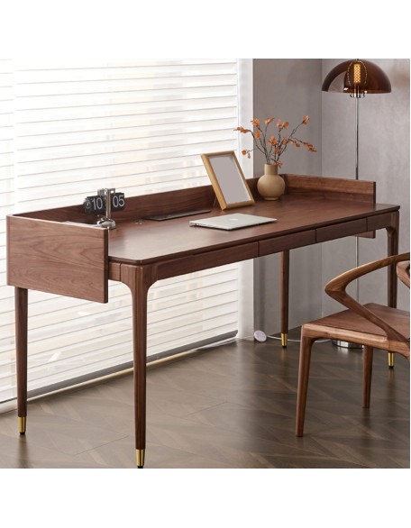 Walnut desk modern simple all solid wood computer desk study table original wood with socket