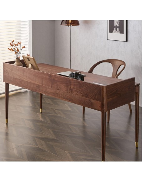 Walnut desk modern simple all solid wood computer desk study table original wood with socket