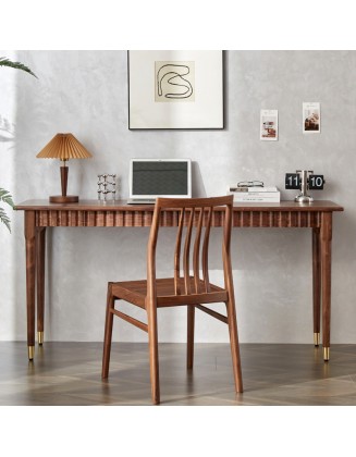 Walnut computer desk den office narrow desk