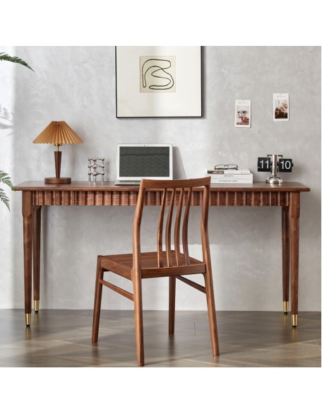 Walnut computer desk den office narrow desk