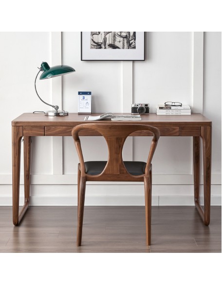 Walnut computer desk den office narrow desk