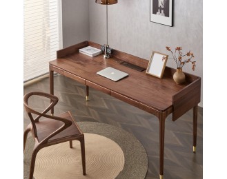 Walnut desk modern simple all solid wood computer desk study table original wood with socket