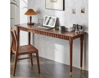 Walnut computer desk den office narrow desk