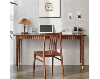 Walnut computer desk den office narrow desk